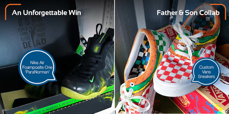 Nike Air sneakers, Custom Vans sneakers in storage unit